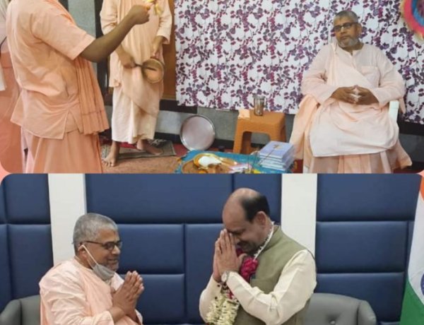 गौड़िया मठ मिशन के वर्तमान आचार्य का गया गौड़ीया मठ में किया गया भव्य स्वागत