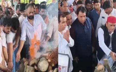 पंचतत्व में विलीन हुए प्रतीक यादव, ससुर ने दी मुखाग्नि, सपा सुप्रीमो अखिलेश यादव ने चिता पर रखी लकड़ी, दोनों बेटियां रहीं मौजूद