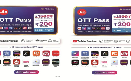 ₹200 में जियो का धमाकेदार OTT पास, 15 OTT ऐप्स, 1000+ टीवी चैनल और 30GB डेटा फ्री