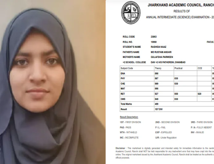 JAC 12th Result 2026 : धनबाद की राशिदा नाज बनीं स्टेट टॉपर, 500 में 489 अंक हासिल कर रचा इतिहास, यहां देखें रिजल्ट