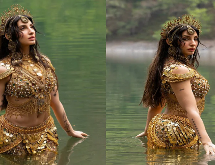 Nora Fatehi : गोल्डेन लुक में छाईं नोरा फतेही, झील में उतर रॉयल अंदाज ने लूटी महफिल, तस्वीरों ने बढ़ाया इंटरनेट का पारा