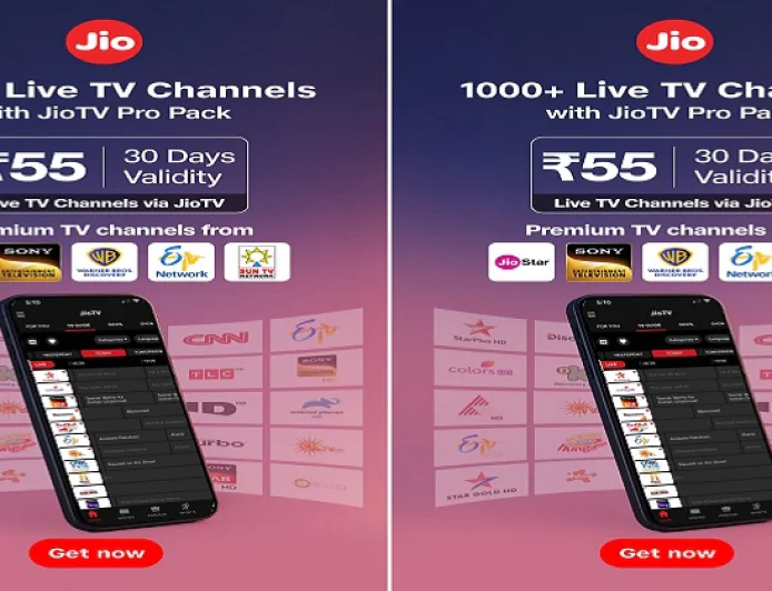 सिर्फ ₹55 में 1000 से अधिक लाइव टीवी चैनलों का धमाका, जियो ने लॉन्च किया नया JioTV Pro Pack 