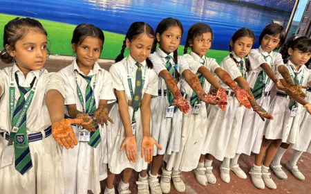 ग्रीन फील्ड "ई" स्कूल में मेहंदी प्रतियोगिता में छात्राओं ने दिखाई रचनात्मक प्रतिभा