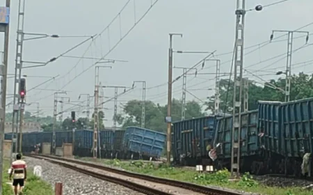 पलामू में मालगाड़ी के 12 डिब्बे बेपटरी, मौके पर पहुंची रेलवे अधिकारियों की टीम