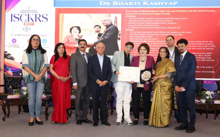 चश्मा हटाने और केराटोकोनस के लेजर उपचार में उत्कृष्ट योगदान के लिए डॉ. भारती कश्यप को मिला इसकेरस एक्सीलेंस अवार्ड