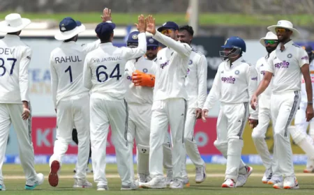IND vs SL 1st test Match : गॉल टेस्ट मैच में श्रीलंका पहली पारी में 284 रन पर ढेर, सोनल दिनुशा ने जड़ा शतक, मानव सुथार ने झटके 4 विकेट