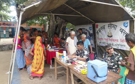 सीमावर्ती गांवों में SSB का पशु चिकित्सा शिविर, 523 पशुओं की हुई निःशुल्क जांच