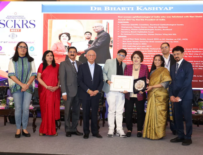 चश्मा हटाने और केराटोकोनस के लेजर उपचार में उत्कृष्ट योगदान के लिए डॉ. भारती कश्यप को मिला इसकेरस एक्सीलेंस अवार्ड