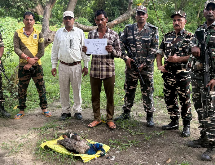 गश्त के दौरान एसएसबी ने पकड़ा संदिग्ध व्यक्ति, बोरी से मृत मोर बरामद
