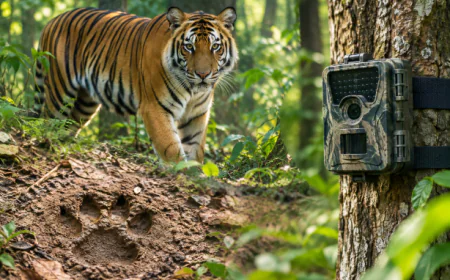 गढ़वा के जंगल में बाघ की मौजूदगी से दहशत, पगमार्क मिलने के बाद वन विभाग अलर्ट; कैमरा ट्रैप से निगरानी तेज