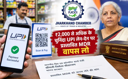 ₹2,000 से अधिक के चुनिंदा UPI लेन-देन पर प्रस्तावित MDR वापस लेने की मांग, वित्त मंत्री को झारखंड चैंबर ने लिखा पत्र