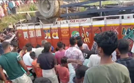 दरभंगा में शराब लदा ट्रक पलटा, बोतलें लूटने की मची होड़; सुबह पहुंची पुलिस