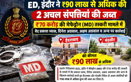 ₹70 करोड़ की मेफेड्रोन तस्करी मामले में ED की बड़ी कार्रवाई, ₹90 लाख से अधिक की दो अचल संपत्तियां जब्त