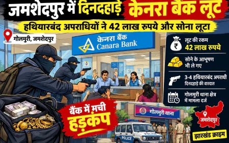 जमशेदपुर के गोलमुरी में केनरा बैंक में दिनदहाड़े डकैती, 42 लाख कैश और सोना लूटने की सूचना