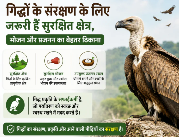 गिद्धों के संरक्षण के लिए जरूरी हैं सुरक्षित क्षेत्र, भोजन और प्रजनन का बेहतर ठिकाना