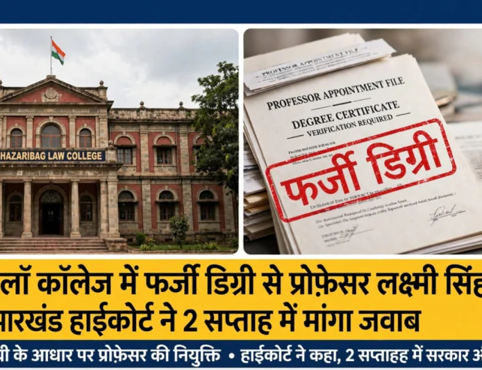 हजारीबाग लॉ कॉलेज में प्रोफेसर की नियुक्ति पर सवाल, फर्जी डिग्री के आरोप पर हाईकोर्ट ने मांगा 2 सप्ताह में जवाब