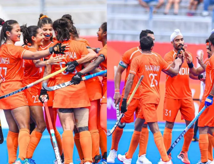 एशियन गेम्स में भारतीय हॉकी टीमों ने पहनी भगवा जर्सी, ओपनिंग मैच में दिखा नया रंग