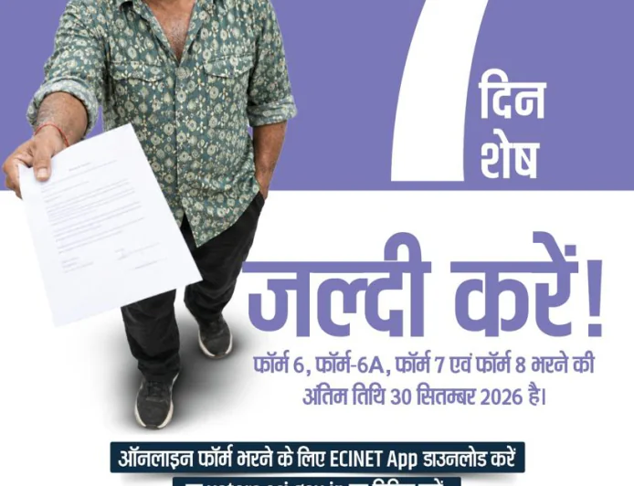 झारखंड में SIR-2026: मतदाता सूची में नाम जोड़ने-सुधार के लिए सिर्फ 7 दिन बाकी, 30 सितंबर आखिरी तारीख