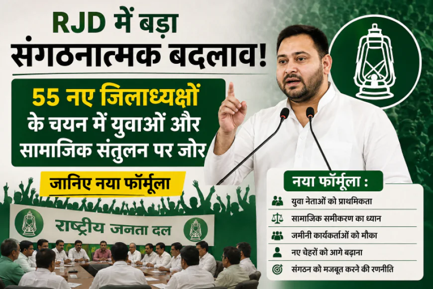 RJD का नया संगठन फॉर्मूला तैयार, 55 जिलाध्यक्षों में युवाओं और नए चेहरों को मिलेगा मौका!