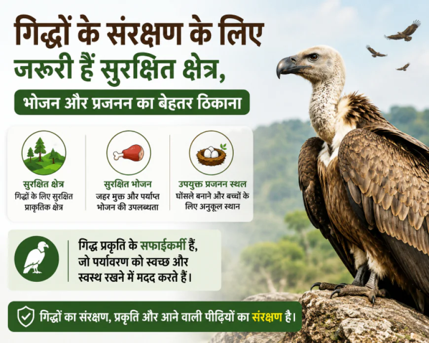 गिद्धों के संरक्षण के लिए जरूरी हैं सुरक्षित क्षेत्र, भोजन और प्रजनन का बेहतर ठिकाना