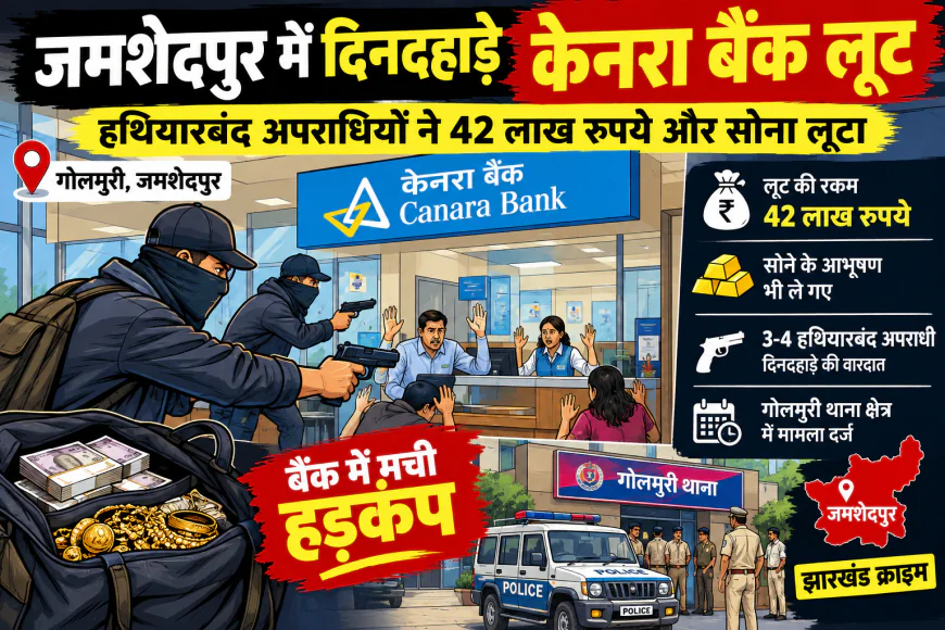 जमशेदपुर के गोलमुरी में केनरा बैंक में दिनदहाड़े डकैती, 42 लाख कैश और सोना लूटने की सूचना