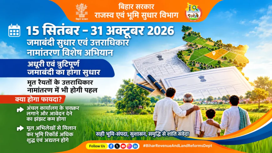 बिहार में बिना आवेदन होगा जमाबंदी सुधार, 31 अक्टूबर तक चलेगा विशेष अभियान; अंचल अधिकारी लेंगे स्वतः संज्ञान