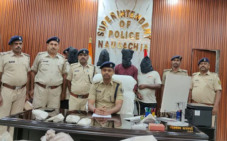 नवगछिया में मिनी गन फैक्ट्री का खुलासा, 4 आरोपी गिरफ्तार; दो पिस्टल, 6 कारतूस बरामद