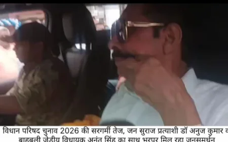 बिहार MLC चुनाव में सियासी हलचल तेज, जन सुराज प्रत्याशी डॉ. अनुज सिंह के समर्थन में उतरे अनंत सिंह