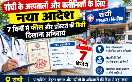 रांची के अस्पतालों और क्लीनिकों के लिए नया आदेश, 7 दिनों में फीस और डॉक्टरों की डिग्री दिखाना अनिवार्य