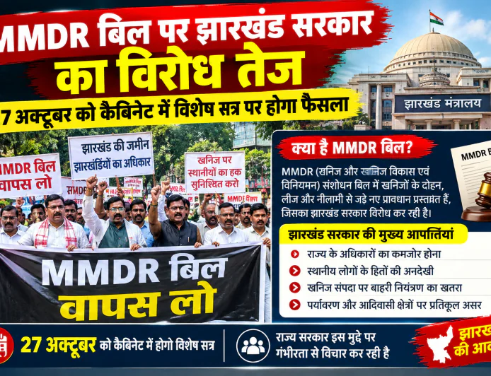 MMDR बिल पर झारखंड सरकार का विरोध तेज, 27 अक्टूबर को कैबिनेट में विशेष सत्र पर होगा फैसला