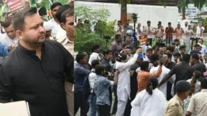 SIR के विरोध में पटना में महागठबंधन का राजभवन मार्च, तेजस्वी यादव समेत कई नेता हिरासत में