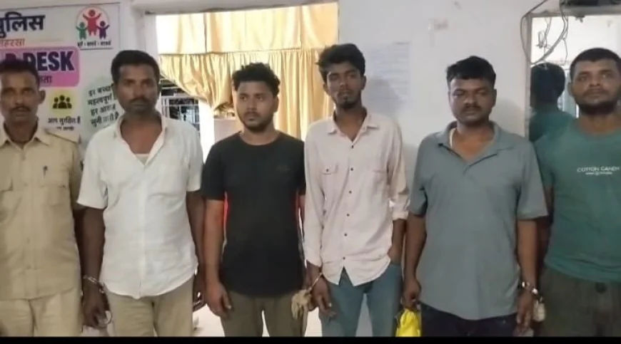 सहरसा में मोटरसाइकिल चोर गिरोह का पर्दाफाश, 6 गिरफ्तार; चोरी की 8 बाइक और देसी कट्टा बरामद
