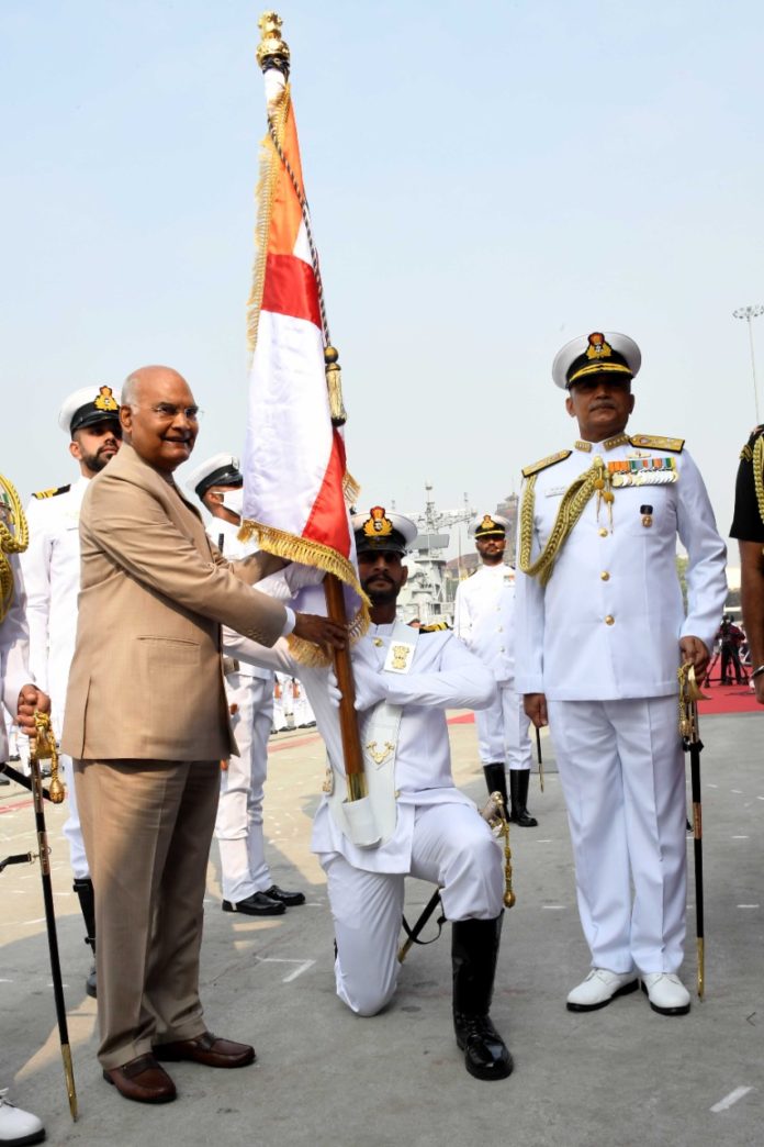 President of India presents Standards to 22nd Missile Vessel Squadron of Indian Navy